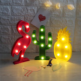 3D Flamingo Pineapple Cactus Night Lights